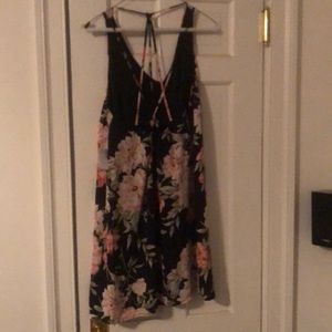 Floral black halter dress